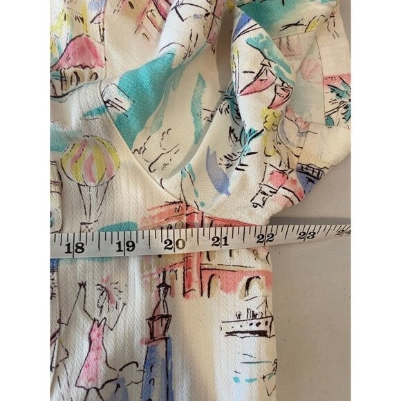 Pastel print button down shirt size 14 Retro Beach Eighties vacation fun comfy - Picture 5 of 7